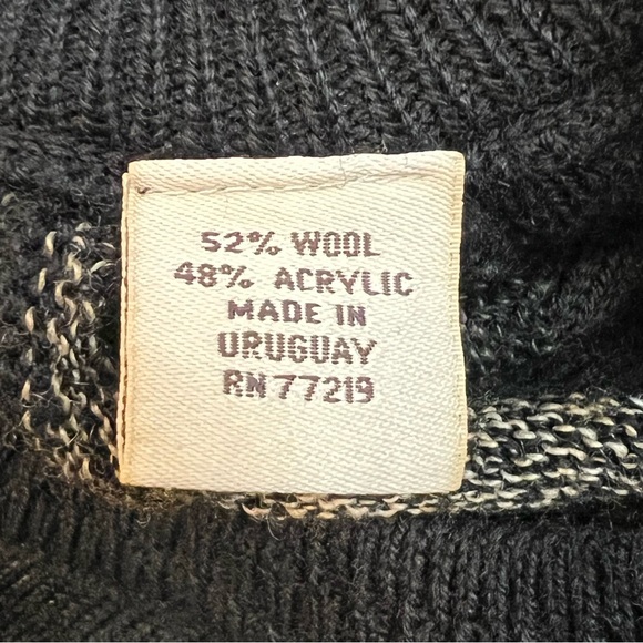 Pronto Uomo Sweater Mens L Black Beige Green Wool Blend 3D Knit Geometric 90s - Picture 4 of 10